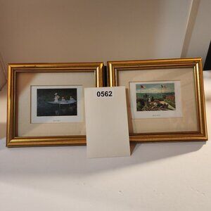 Vtg Claude Monet The Boat at Giverny Terrace at St Adresse Art Print Framed SET